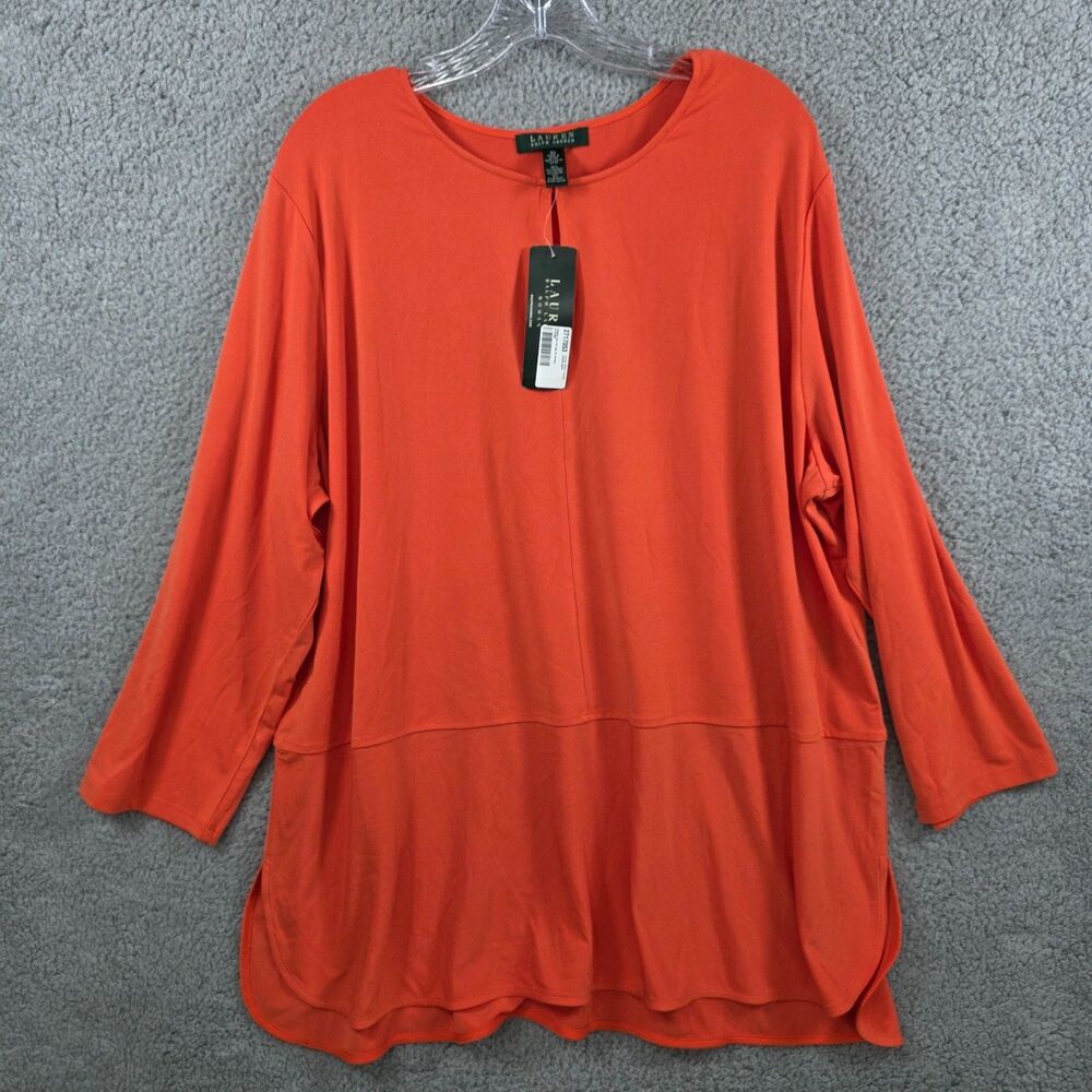 NWT Lauren Ralph Lauren Women's Orange Travel Orn Knee-Length Size 3X